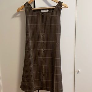 Plaid-A-Line Mini Overall Dress